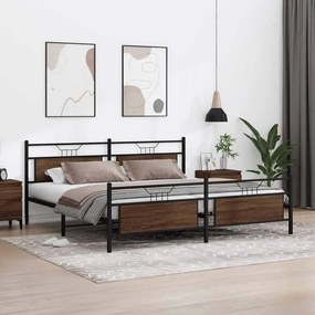 vidaXL Σκελετός Κρεβ. Χωρίς Στρώμα Καφέ Δρυς 193x201 εκ. Μεταλλικό