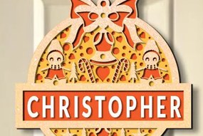 Σετ των 2 Intra απο ξύλο plywood 3mm-4mm πάχος Χριστουγεννιάτικη κρεμάστρα πόρτας 3D Δίασταση 15x15 cm INTRAFABR-74242820