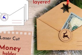 Intra απο ξύλο plywood 3mm-4mm πάχος Χριστουγεννιάτικη θήκη χρημάτων, λέιζερ φακέλων Δίασταση 30x20 cm INTRAFABR-41910134