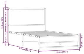 Σκελετός Κρεβ. Χωρίς Στρώμα Καπνιστή Δρυς 100x200 εκ. Μεταλλικό - Καφέ