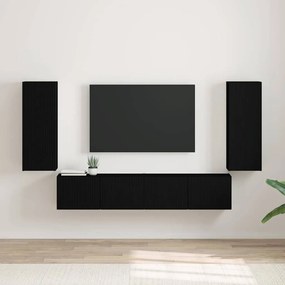 vidaXL Ντουλάπι Τηλεόρασης Τοίχου 2 pcs Μαύρο Επεξεργασμένο Ξύλο