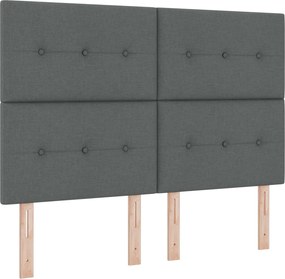 vidaXL Κρεβάτι box spring με στρώμα Σκούρο Γκρι 140 x 190 cm Ύφασμα