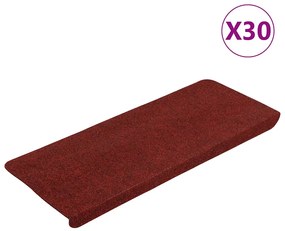 vidaXL Πατάκια Σκάλας Αυτοκόλλητα 30 τεμ. Κόκκινο 65 x 22,5 x 3,5 εκ.