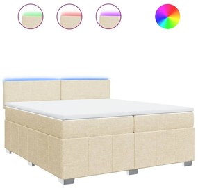 Κρεβάτι Boxspring με Στρώμα Κρεμ 200x200 εκ. Υφασμάτινο - Κρεμ