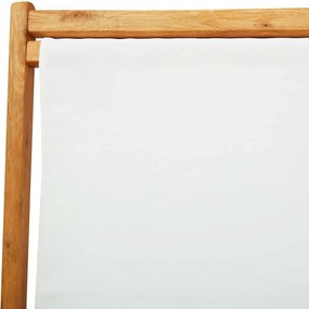 vidaXL Σεζλόνγκ Πτυσσόμενη Λευκό Κρεμ από Ξύλο Ευκαλύπτου και Ύφασμα