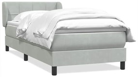 vidaXL Κρεβάτι Boxspring με Στρώμα Ανοιχτό Γκρι 80x210 εκ. Βελούδινο