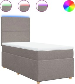 vidaXL Κρεβάτι Boxspring με Στρώμα Taupe 90x190 εκ.Υφασμάτινο
