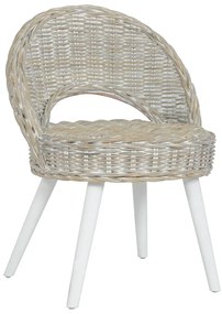 vidaXL Πολυθρόνα Λευκή από Ρατάν Kubu