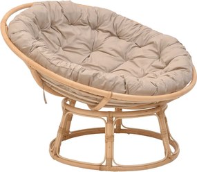 Πολυθρόνα Servey pakoworld rattan σε φυσική απόχρωση-μπεζ μαξιλάρι Φ115x58εκ