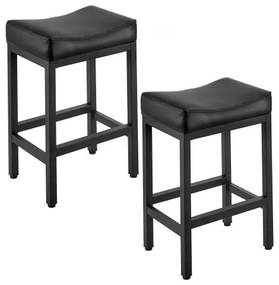 VEVOR Bar Stool Set of 2, PU Leather Counter Height Stools, 62cm Barstool with Saddle-Seat and Metal Legs, Easy Assembly Backless Bar Chair, Island Barstools for Kitchen, Dining Room, Cafe, Black
