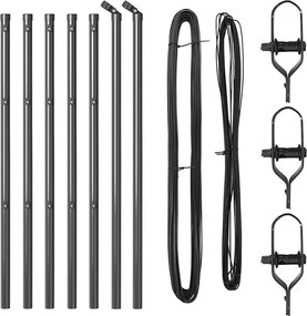 vidaXL Στύλος Περιφράξεων 7 pcs Γκρι Ατσάλι