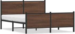 vidaXL Σκελετός Κρεβ. Χωρίς Στρώμα Καφέ Δρυς 160x200 εκ. Μεταλλικό