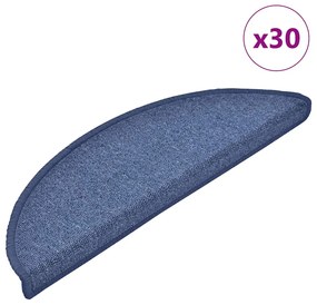 vidaXL Πατάκια Σκαλοπάτια 30 τεμ. Μπλε Ημίστρογγυλά 56x17x3 εκ.