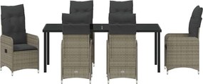 vidaXL Σέτ φαγητού για κήπο 7 pcs Γκρι συνθετικό ρατάν