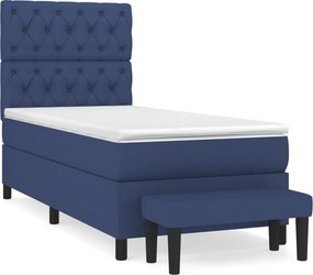vidaXL Κρεβάτι Boxspring με Στρώμα Μπλε 80x200 εκ. Υφασμάτινο