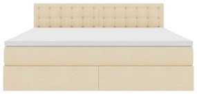 vidaXL LED Κρεβάτι αποθήκευσης με στρώμα Κρέμ 160 x 200 cm Ύφασμα