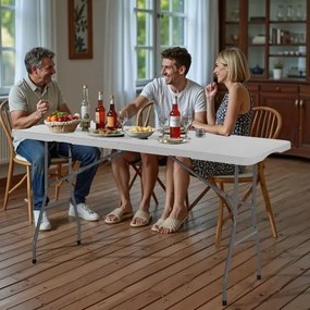 VEVOR 180cm Plastic Folding Table Portable Picnic Table Handle Indoor Outdoor