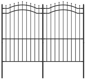 vidaXL Φράχτης με Ακίδες Μαύρος 222 εκ. Ατσάλι Ηλεκτροστ. Βαφή Πούδρας