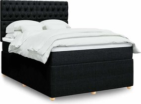 vidaXL Κρεβάτι Boxspring με Στρώμα Μαύρο 140x200 εκ. Υφασμάτινο