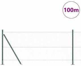 vidaXL Φράχτης με Στήλες. Πράσινο 1 x 100 m Ατσάλι με επικάλυψη PVC