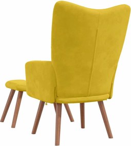 vidaXL Πολυθρόνα Relax Κίτρινη Μουσταρδί Βελούδινη με Σκαμπό