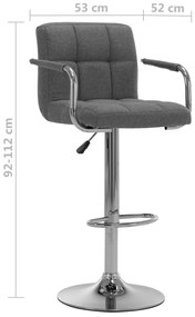 vidaXL Σκαμπό Μπαρ Ανοιχτό Γκρι Υφασμάτινο