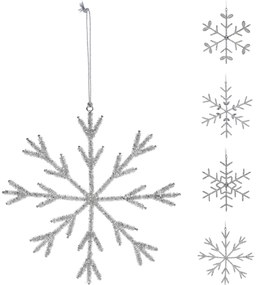 Στολίδι Κρεμαστό ArteLibre Χιονονιφάδα Γυάλινες Χάντρες Ασημί Μέταλλο 21x20cm Σε 4 Σχέδια