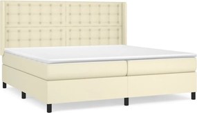 vidaXL Κρεβάτι Boxspring με Στρώμα Κρεμ 200x200 εκ. Συνθετικό Δέρμα
