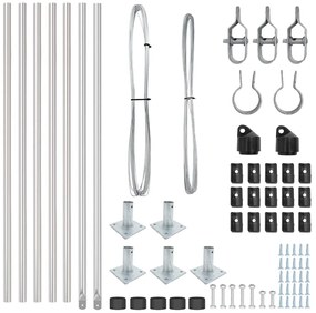 vidaXL Πό posts φράχτη 7 pcs Ασημί Ø32mm 110 εκ Γαλβανισμένος χάλυβας