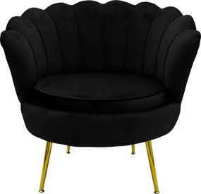 Πολυθρόνα Daimon pakoworld βελούδο μαύρο-χρυσό 79x74x78εκ