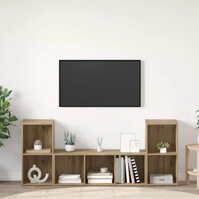 Σετ επίπλου τηλεόρασης Επιτοίχιο 3 pcs Καφέ Επεξεργασμένο ξύλο