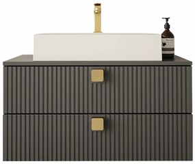 Επιτοίχιο ντουλάπι μπάνιου με υποδοχή νιπτήρα Merced B119, Γκρι, Τοίχου, 42x80x46cm, Ινοσανίδες μέσης πυκνότητας, Πλαστικοποιημένη μοριοσανίδα