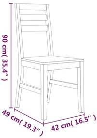 Καρέκλες τραπεζαρίας 4 Τεμ. από Μασίφ ξύλο Ακακίας - Καφέ