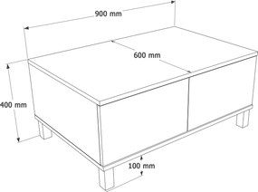 Τραπεζάκι Σαλονιού ’μμου / Δρυς GOCEMA 90x60x40