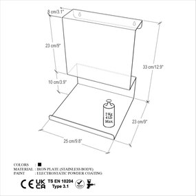 Ράφι Τοίχου Μαύρο BRANO 25x33x23