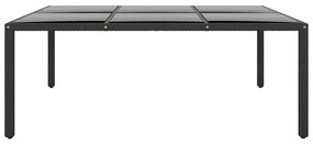 vidaXL Τραπέζι Κήπου Μαύρο 200x150x75 εκ. Ψημένο Γυαλί/Συνθετικό Ρατάν