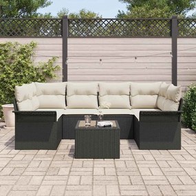 vidaXL Σετ Καναπέ Κήπου 7 pcs Μαύρο Πολυ ράταν