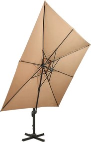 vidaXL Ομπρέλα Κήπου με Διπλή Κορυφή, Μπεζ 300x300 εκ.