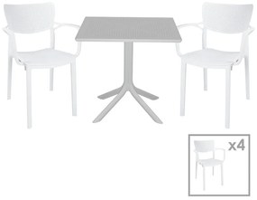 Τραπεζαρία Groovy-Fontline pakoworld σετ 5τεμ PP λευκό 80x80x74,5εκ. 253-000109