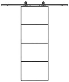 Συρόμενη Πόρτα με Μηχανισμό Μαύρο 76x205 εκ. Γυαλί ESG - Μαύρο