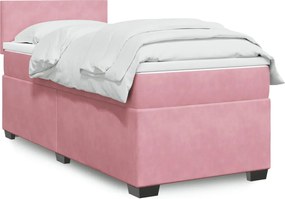 vidaXL Κρεβάτι Boxspring με Στρώμα Ροζ 80 x 200 εκ. Βελούδινο
