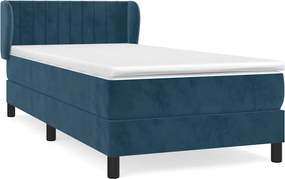 vidaXL Κρεβάτι Boxspring με Στρώμα Σκούρο Μπλε 90x200 εκ. Βελούδινο