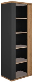 Insi Otello βιτρίνα με μία πόρτα 64x45x178εκ. Helvezia Oak / Μαύρο  014.GM53