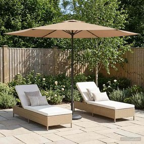 vidaXL Ομπρέλα Κήπου με Βάση 300 x 300 cm Πολυεστέρας Ορθογώνιος Taupe