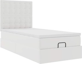 vidaXL Οθωμανικό κρεβάτι με στρώμα Λευκό 80x200cm Faux Leather