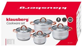Σετ κατσαρόλα Klausberg KB 7699, 8 μέρη, Επαγωγή, Inox/χρυσό