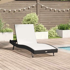 vidaXL Ξαπλώστρα Μαύρο, Λευκό 70 x 197 x 82 εκ. Πολυ-ρακί, Μέταλλο