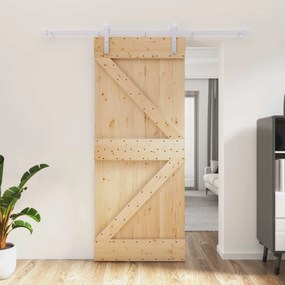 vidaXL Συρόμενη Πόρτα Φυσικό και Λευκό 85 x 210 cm