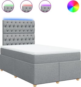 vidaXL Κρεβάτι Boxspring με Στρώμα Ανοιχτό Γκρι 120x200 εκ. Υφασμάτινο