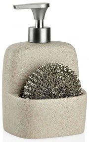 Δοχείο Κρεμοσάπουνου Με Θήκη Για Σφουγγάρι LBTAH-CC66139 11x10x19cm 400ml Beige-Silver Andrea House Μέταλλο,Polyresin